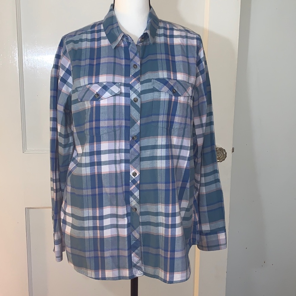 Eddie Bauer Plaid Flannel Long Sleeve Shirt 2 Front Pockets Classic Fit Size XL